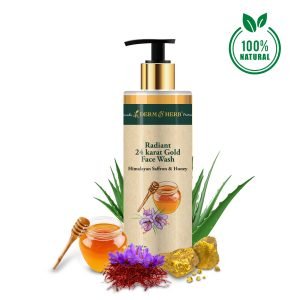 Derm and Herb Radiant Gold Foaming Face wash for a glowing de-tanned skin – with Himalayan Saffron and pure honey along with 24k real gold dust