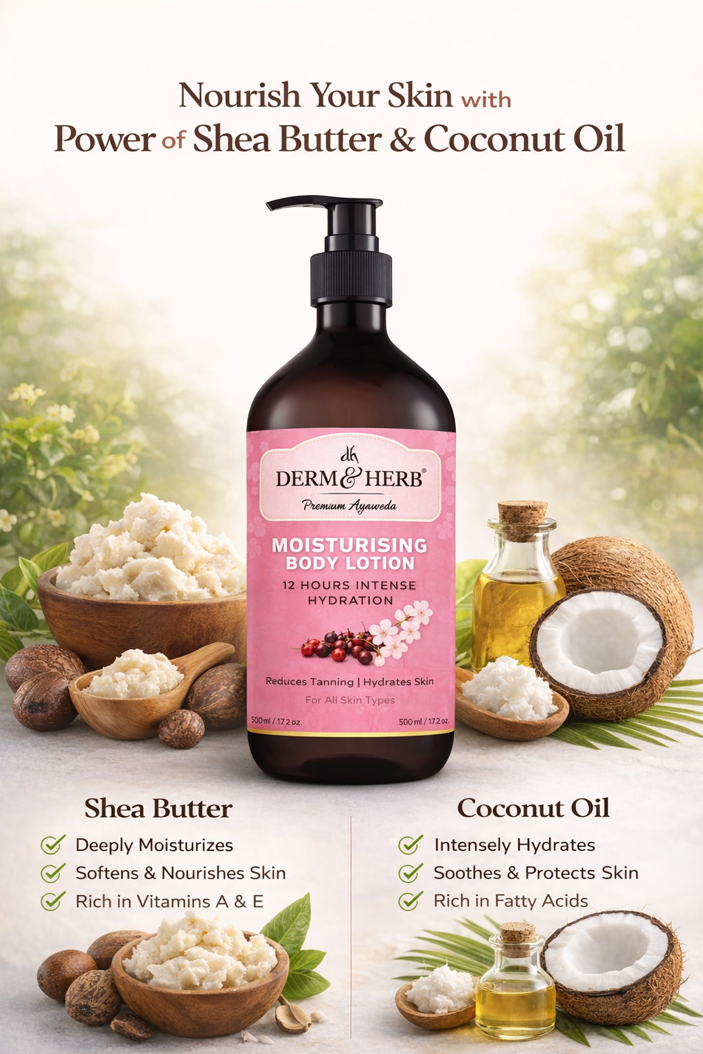 Intense Moisturising Body Lotion With Coconut Oil & Shea Butter - Image 6
